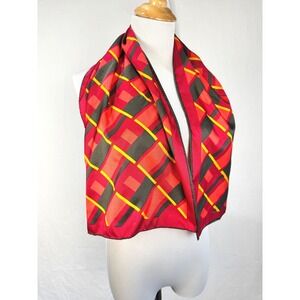 Vera Neumann Vintage Scarf Red Orange Yellow Geometric Abstract Oblong 14x43.5